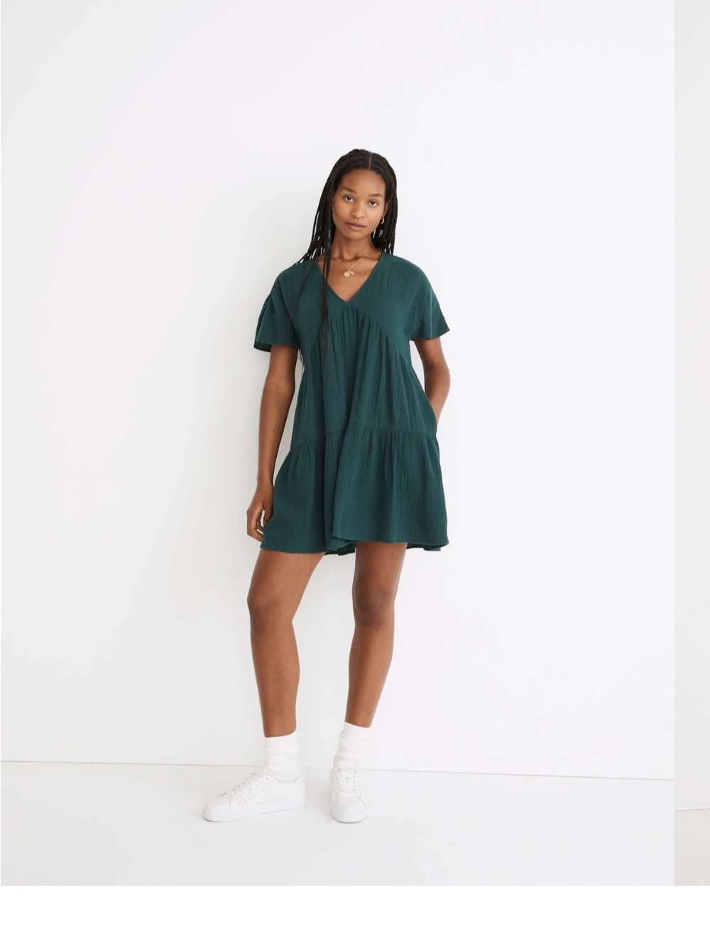 Madewell Green Tiered Dress